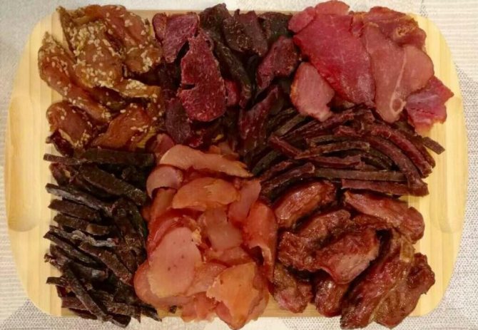 ассортимент вяленого мяса
