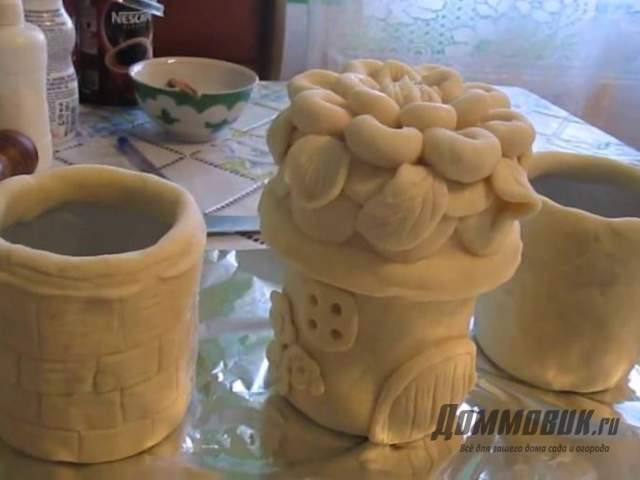 горшок из соленого теста